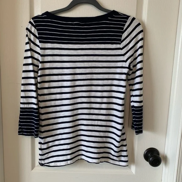 J. Crew Striped 3/4” Sleeve Top - Picture 6 of 8